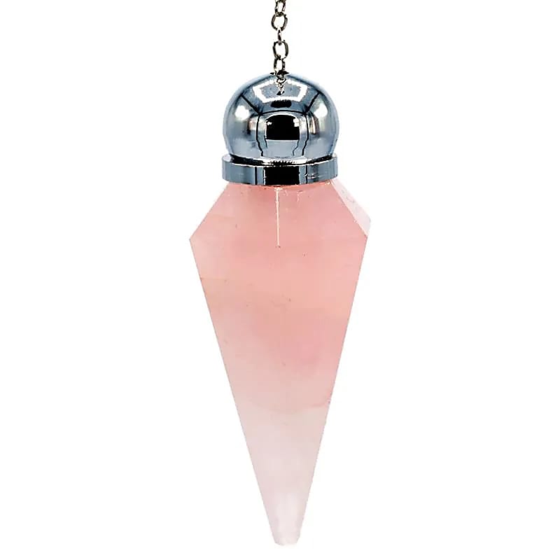 Péndulo cuarzo rosa-con perla ornamental