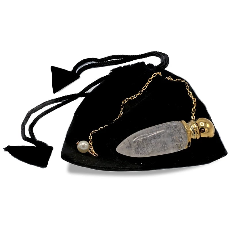 Péndulo latón oro y cristal de roca