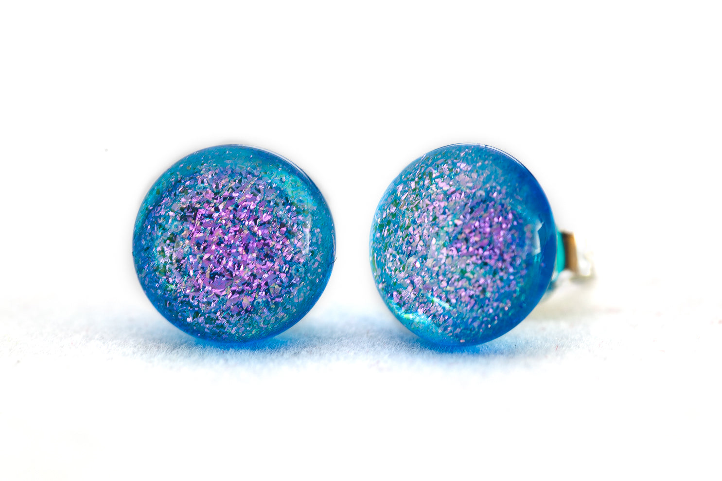 Pendiente Dicroico grande Tonos azules y rosas