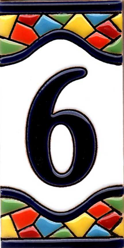 Azulejo Grande Numero 6 (5.5 x 11cm)