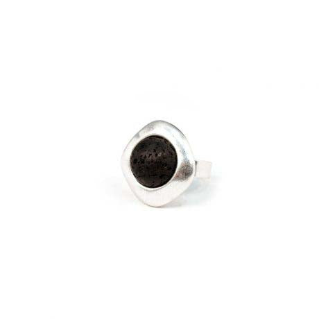 Anillo Baño Plata Adaptable Lava Negra Plana