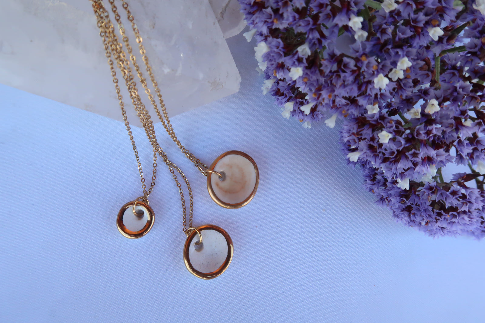 Collar redondo mini ceramica y oro