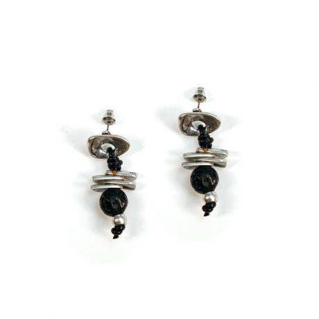 Pendiente Baño Plata Cuero Lava