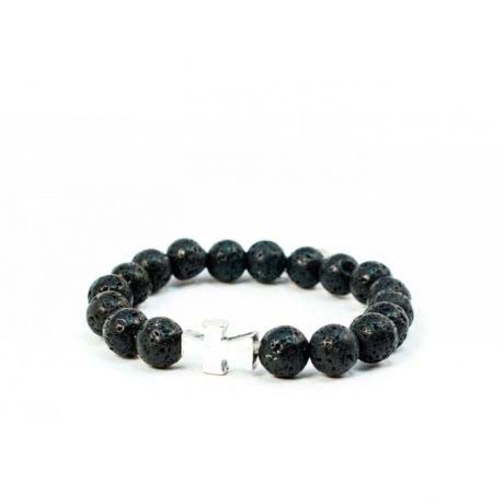 Pulsera Bolas Lava Cruz