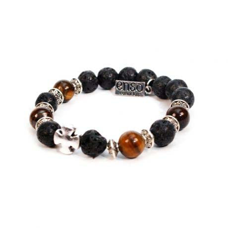 Pulsera Bolas Lava Ojo de Tigre