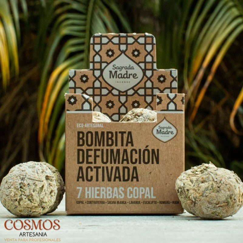 BOMBITAS 7 HIERBAS COPAL DEFUMACIÓN ACTIVADA SAGRADA MADRE 8 UNIDADES