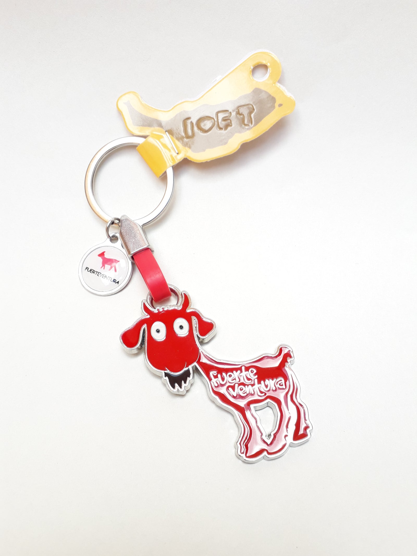 Llavero metal cabra graciosa roja