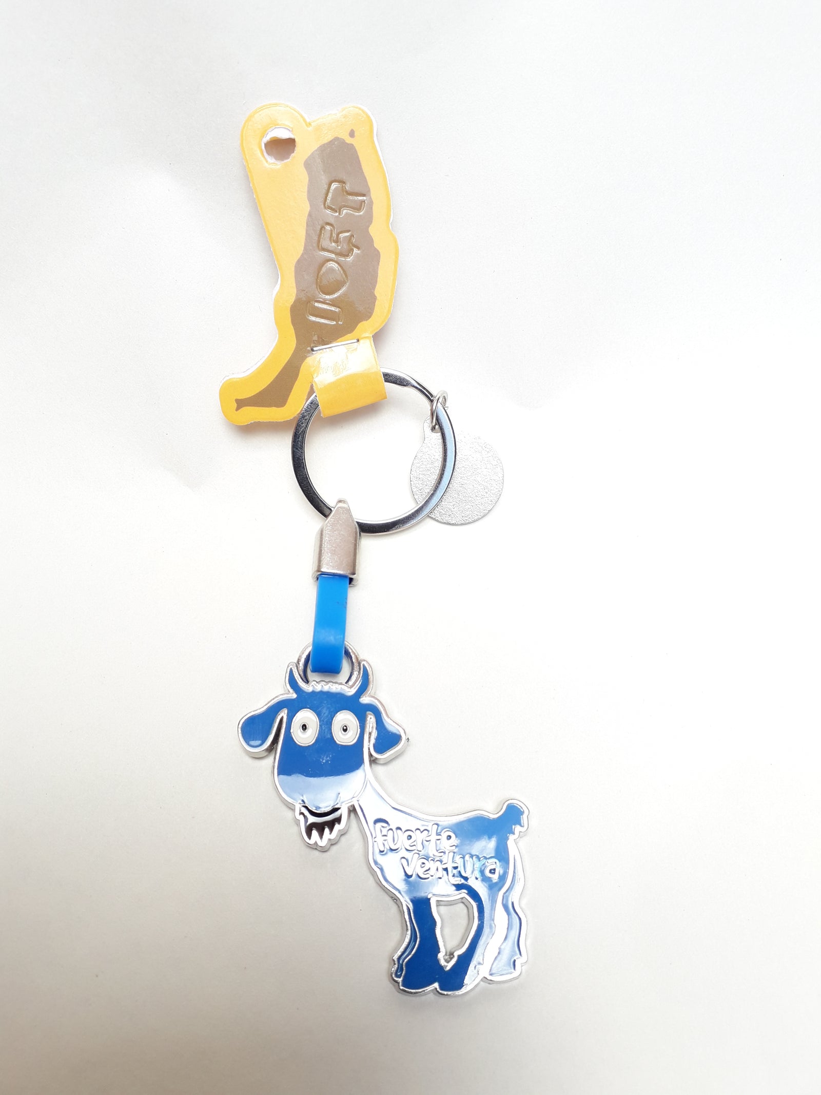 Llavero metal cabra graciosa azul